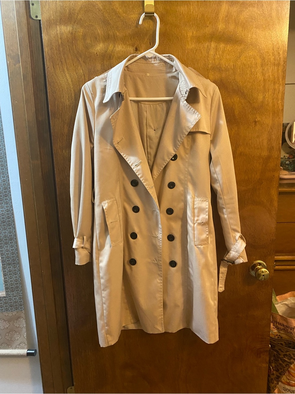 Classic Tan Double-Breasted Trench Coat
